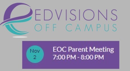 Text: Nov 2 EOC Parent Meeting 7:00-8:00 PM