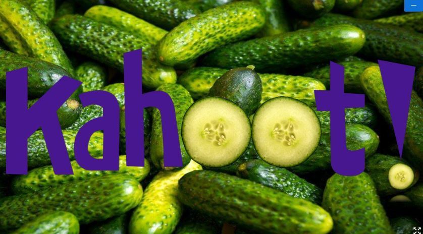picture of pickles of text "Kahoot!"