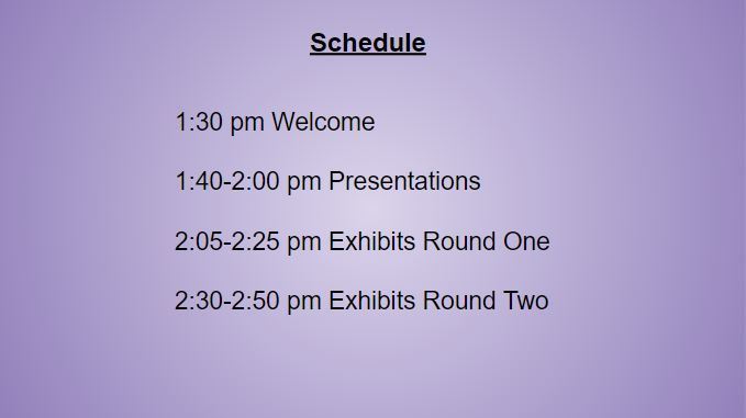 Purple background with schedule