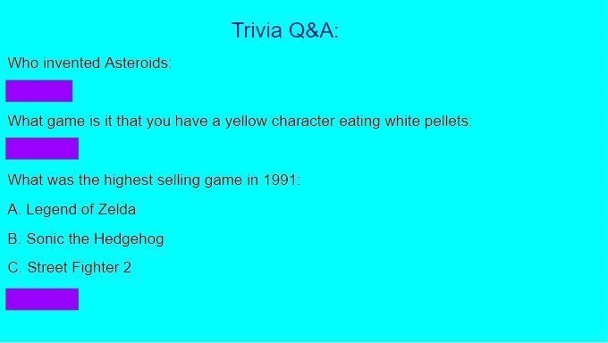 Teal background with text "trivia Q & A"