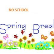 colorful drawing of flowers and Pollinators with words :No school Spring Break"