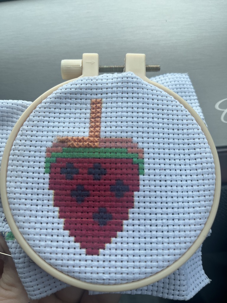 cross stictched strawberry