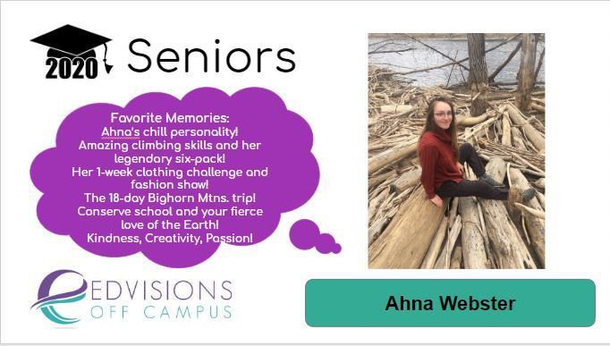 Image of senior Ahna with advisor memory. 